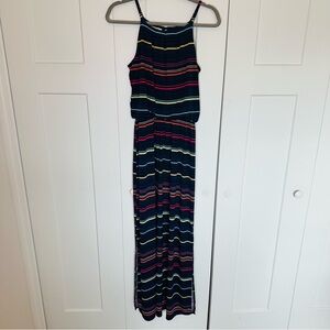 Maurices Navy and Multicolor Striped Maxi Dress